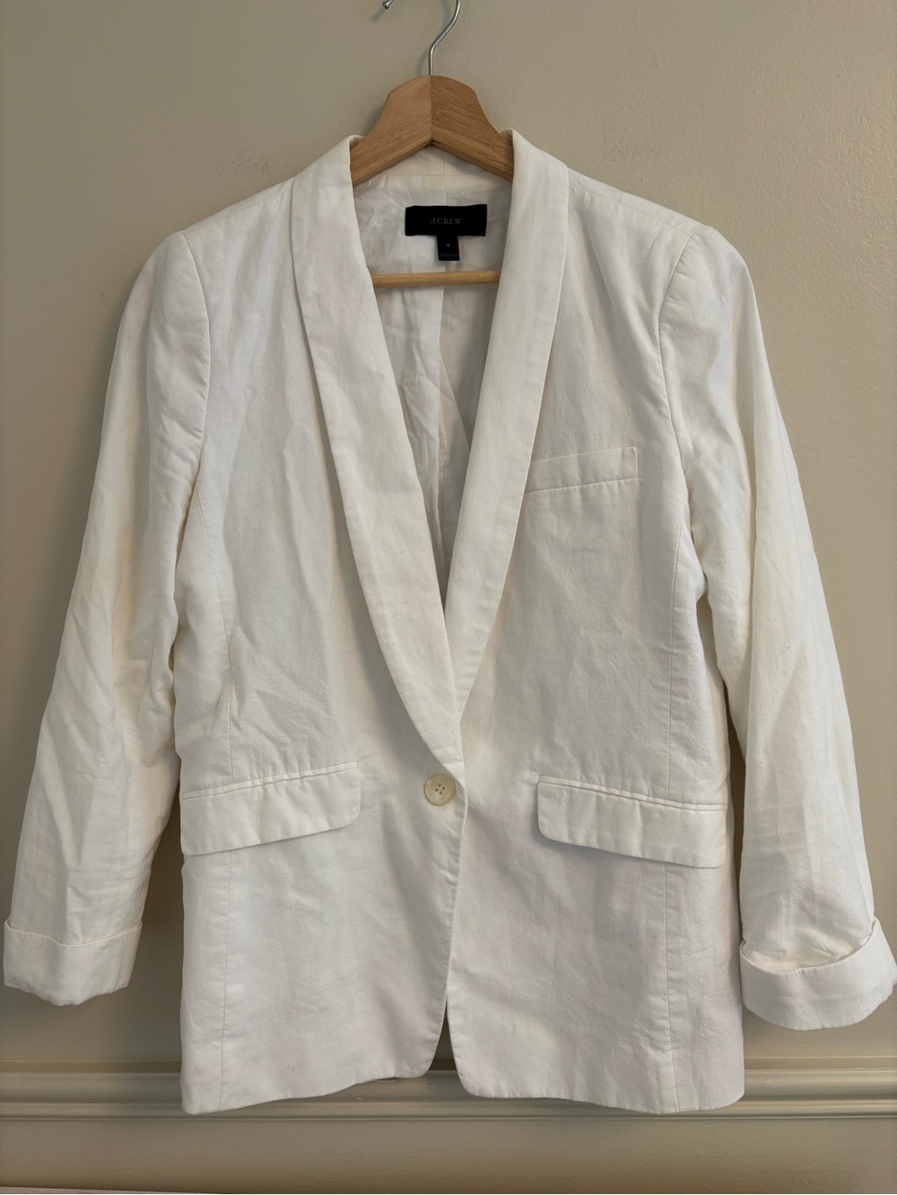 J. Crew White linen blend Single-Button Blazer